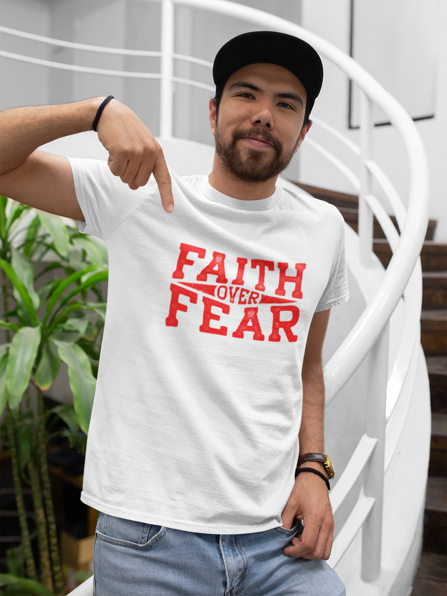 Faith over Fear (red) inspirational tshirt, Christian gift tee, motivational graphic tee, Bible tee, heart health tee